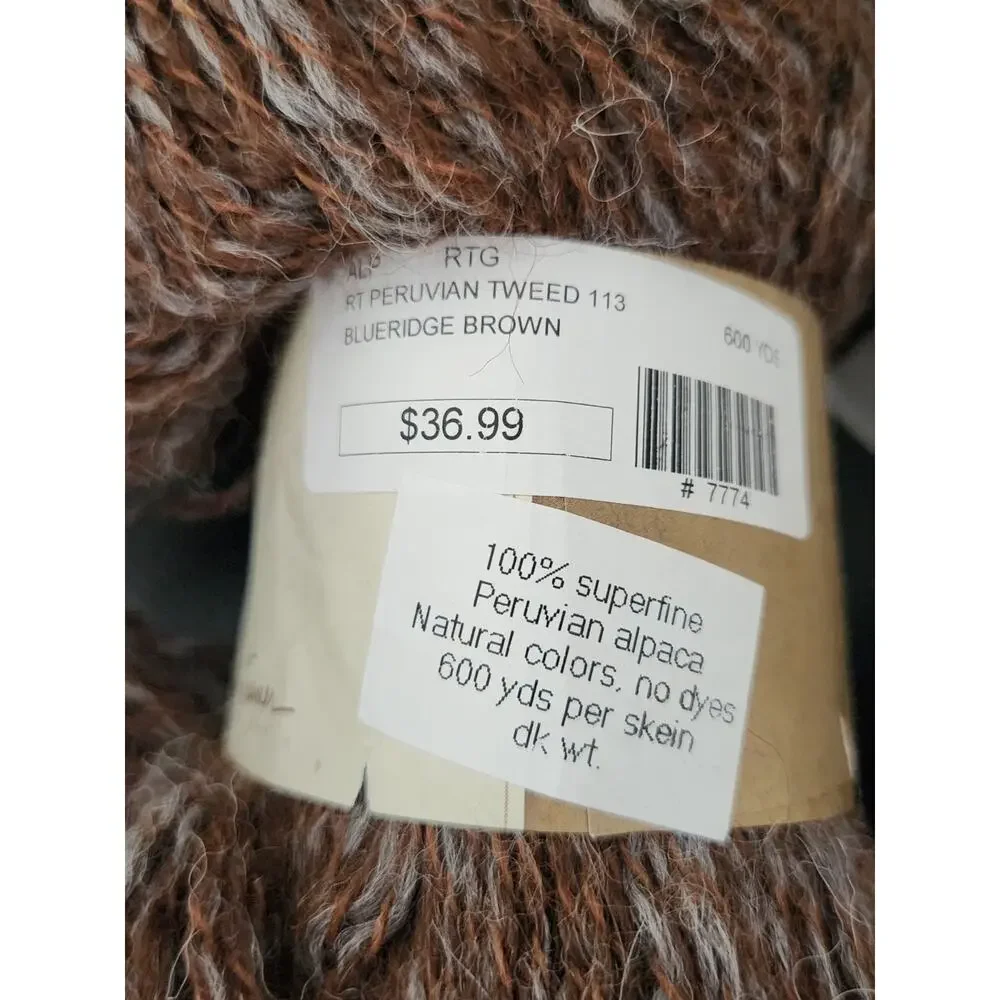 Robin Turner Peruvian Tweed Yarn Lot Alpaca DK Brown Blue Ridge 600 Yds Skeins
